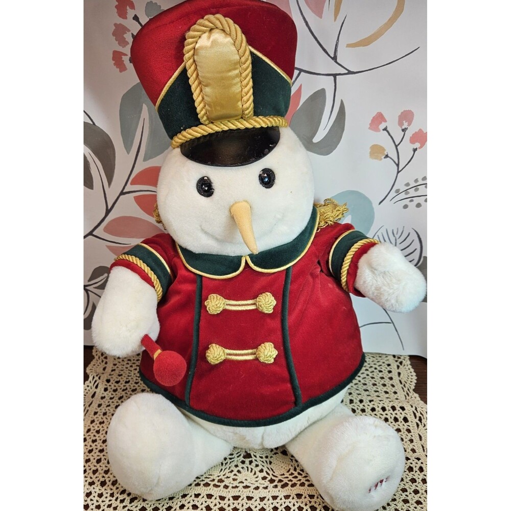 Vintage Snowden 1999 Plush Musical Snowman Drum Band Major 22" (read)